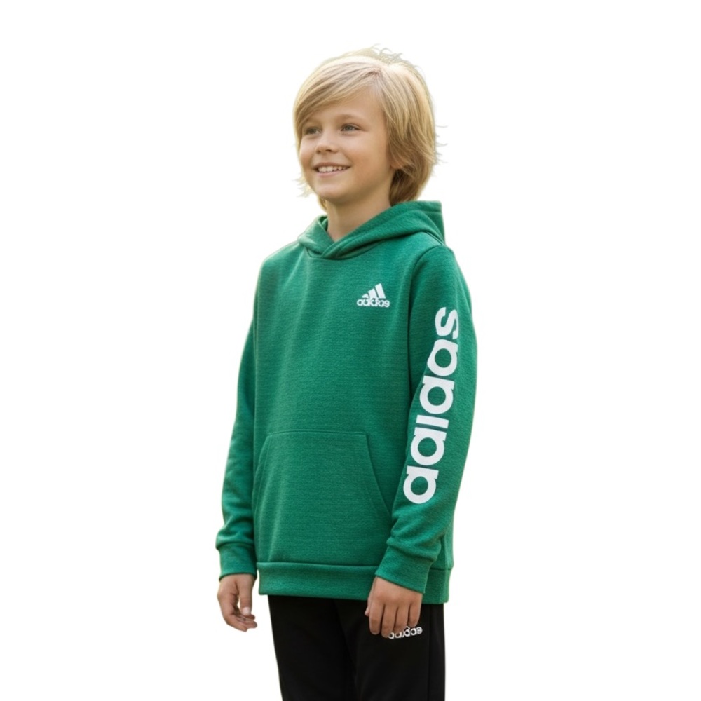 Adidas Boys Youth Pull-Over Hoodie, Green, Size: L 14/16